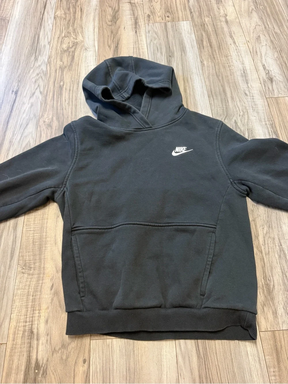 Nike Black Hoodie with White Swoosh - Kids